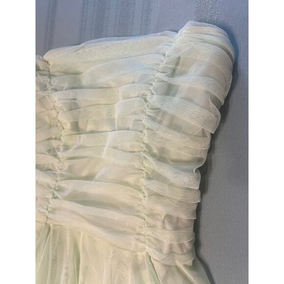 Vintage Masquerade Lime Green Neon Handkerchief Hem Dress - Picture 6 of 10